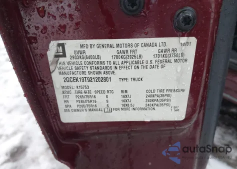 2002 Chevrolet Silverado 1500 Ls z USA, uszkodzony, nr VIN 2GCEK19T921202801